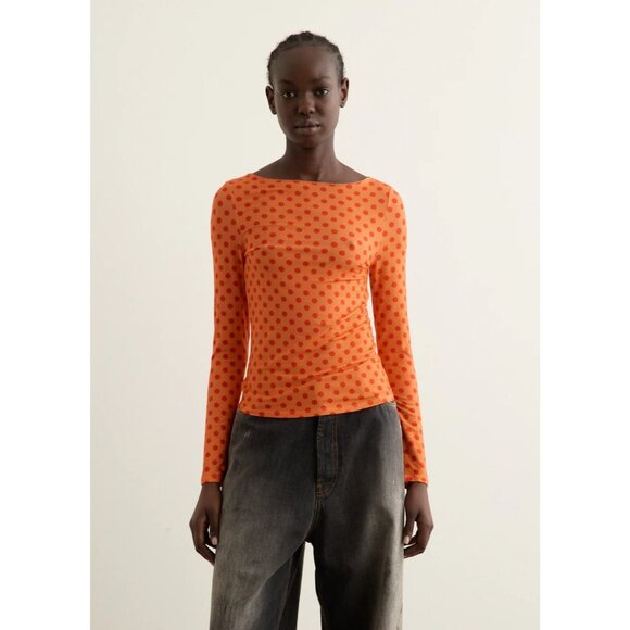 Miaou Amelia Top in Red Polka Dot Small New Womens Long Sleeve Tee - Picture 13 of 16